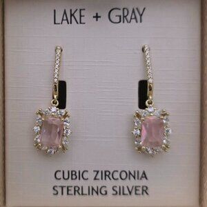 Lake Gray Cubic Zirconia Earring, Pink